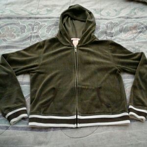 Zip up hooded sweat suit jacket